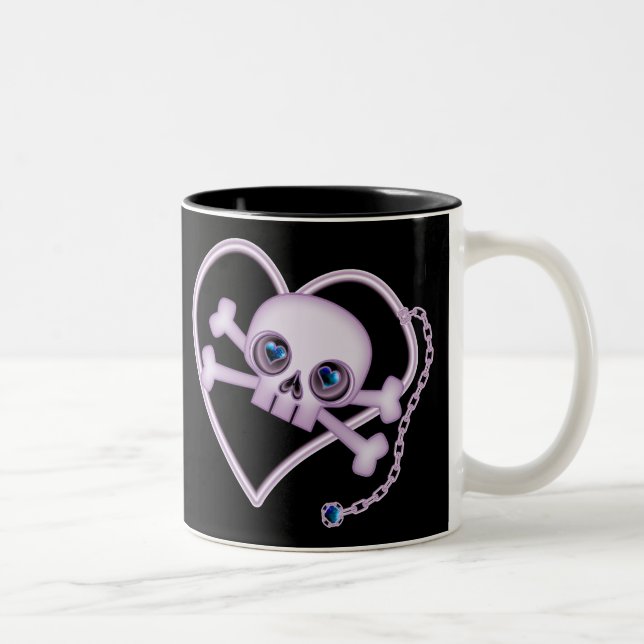 Lila Neon Skull Två-Tonad Mugg (Höger)