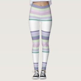 Lila, Neptunus, havsgrön och lavendelränder Leggings