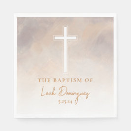 Lila Neutralt Katolsk baptism Napkins Pappersservett