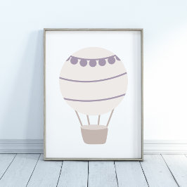 Lila Neutralt Luftballong Nursery Poster
