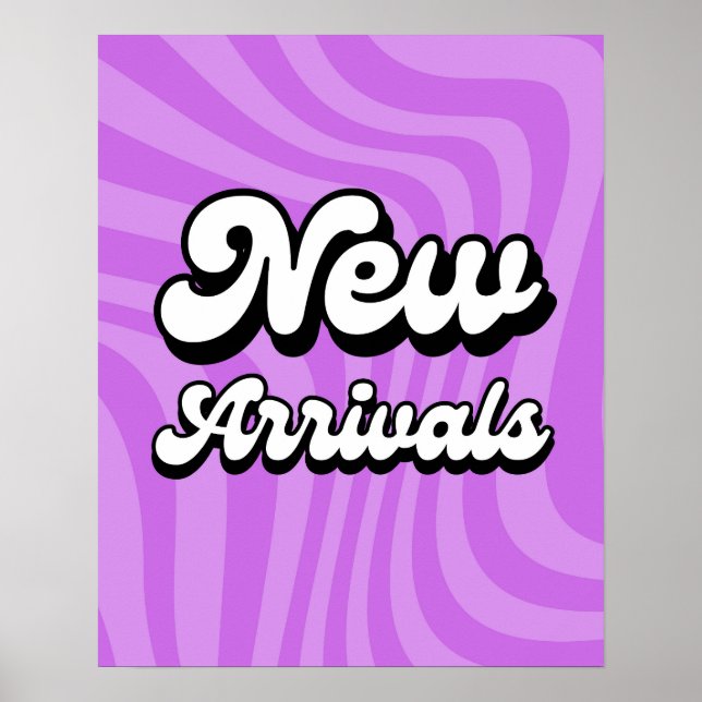 Lila New Arrivals Sign för butiker Poster (Framsidan)