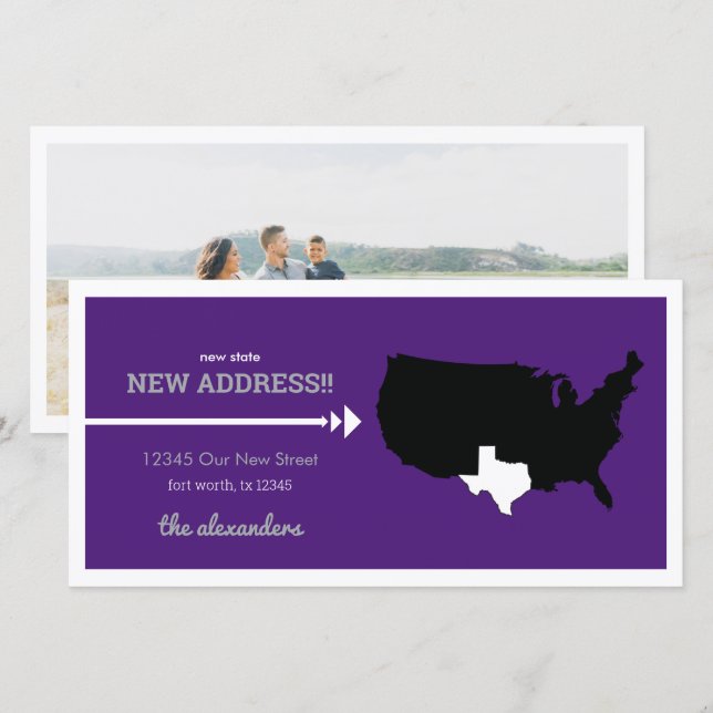 Lila New State, Ny adress! Texas Flytta (Fram/baksida)