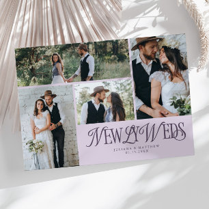 Lila Newlyweds Multi Photo Bröllop Meddelande