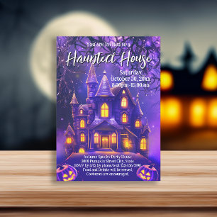 Lila Night Halloween fest Haunted House Inbjudningar