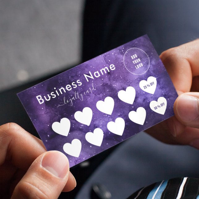 Lila Night Himlar Cosmic Galaxy Social Media Logot Lojalitetskort (Skapare uppladdad)