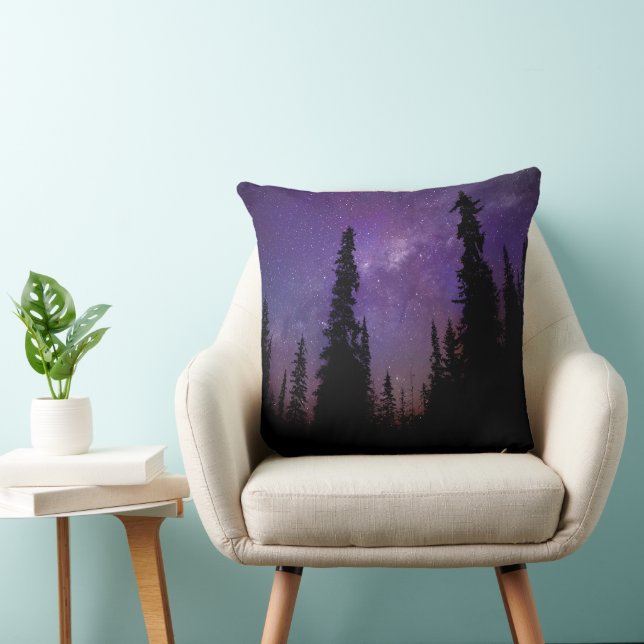 Lila Night Himlar Milky Way Forest Kudde (Stol)