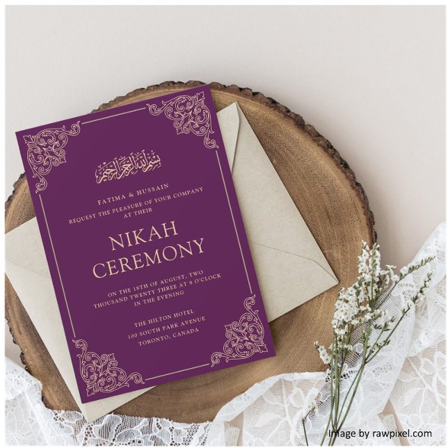 Lila Nikah Ceremony Islamic Bröllop Inbjudningar (Skapare uppladdad)