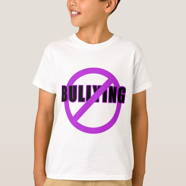Lila NO BULLYING T-shirts and Buttons (Framsida)