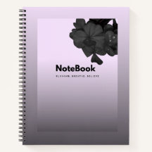 Lila Noir Blommig Minimalistisk Spiralanteckningsb