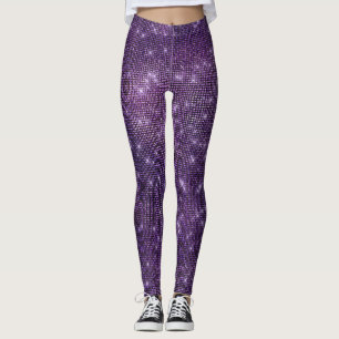 Lila Noir Plum, fryst Sparkly Sequin Black Leggings