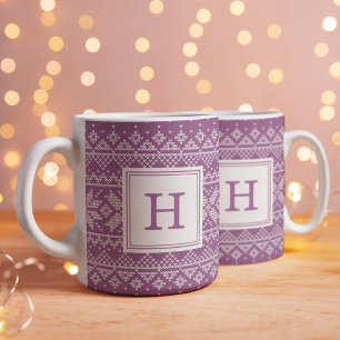 Lila Nordiska sötaren Mönster Monogram Helgdag Kaffemugg