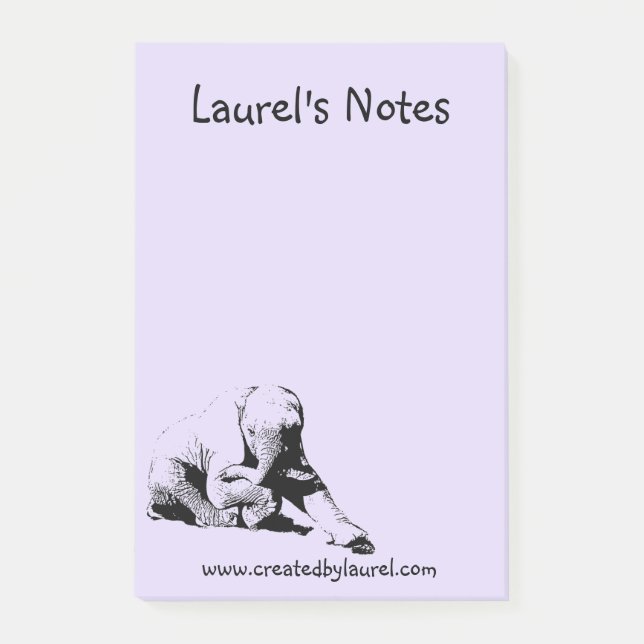 Lila Note Pad med Baby Elephant Post-it Block (Framsida)