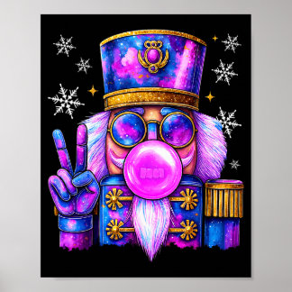 Lila nötknäppare som blåser bubbelgummi söta jul poster