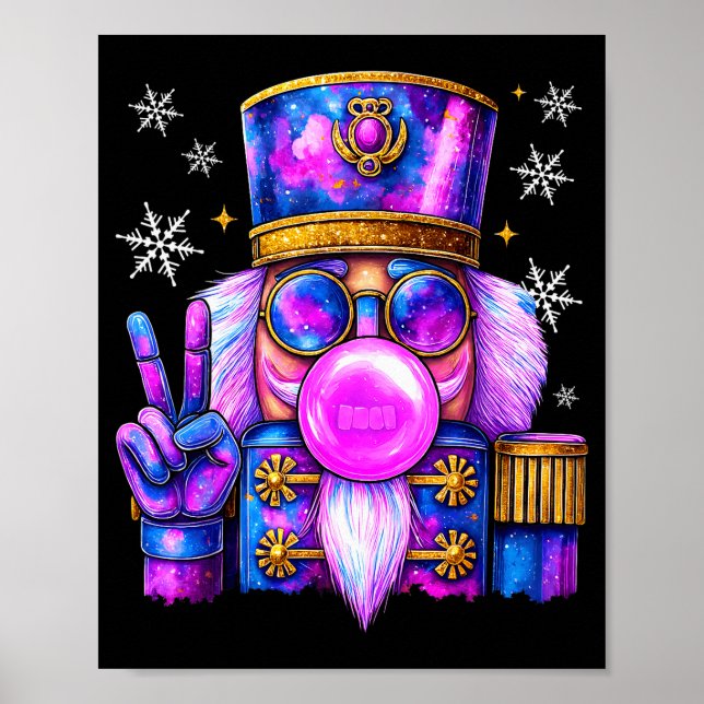 Lila nötknäppare som blåser bubbelgummi söta jul poster (Framsidan)