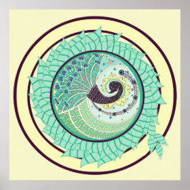 Lila Nouveau Peacock Art Poster