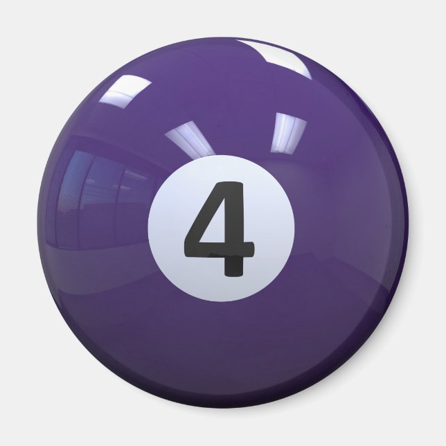 Lila nr 4 miljarder Bassäng Boll Magnet (Framsidan)