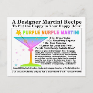 Lila Nurple Martini Recipe-vykort Vykort