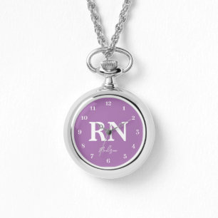 Lila Nurse RN Personlig Silver Armbandsur