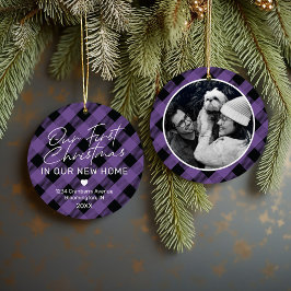 Lila - nytt hem - första jul julgransprydnad keramik
