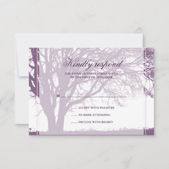 Lila Oak Fall Wedding Responcard Card OSA Kort (Framsida)