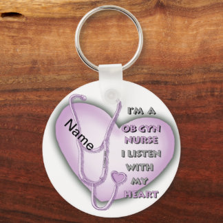 Lila OB Gyn Nurse, anpassad namnkedja Nyckelring
