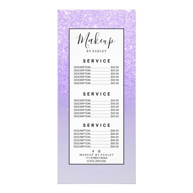 lila Obre glitter lilac pastel färg block Reklamkort (Framsidan)