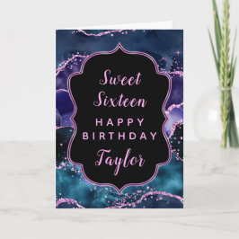 Lila Ocean Agate Sweet 16 Grattis på födelsedagen Kort