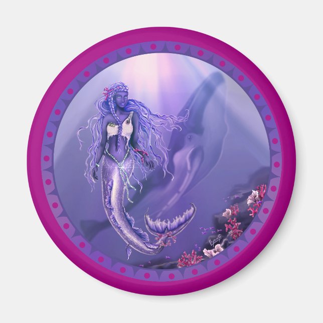 Lila Ocean sjöjungfru Magnet (Framsidan)