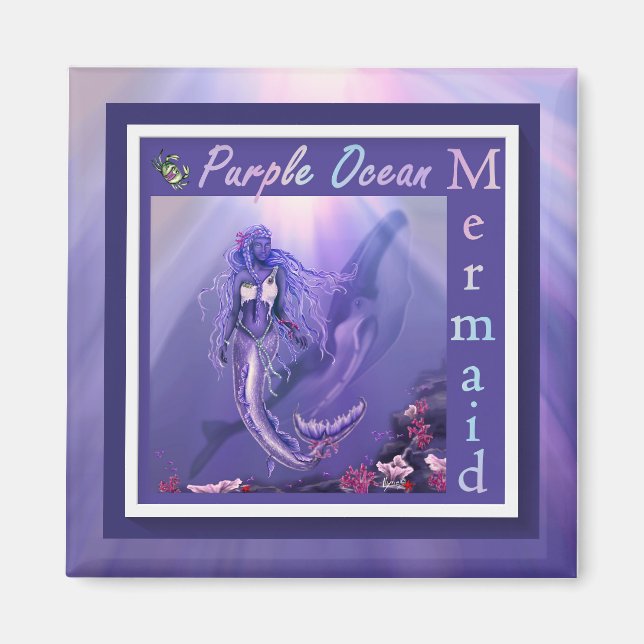 Lila Ocean Sjöjungfru Magnet (Framsidan)