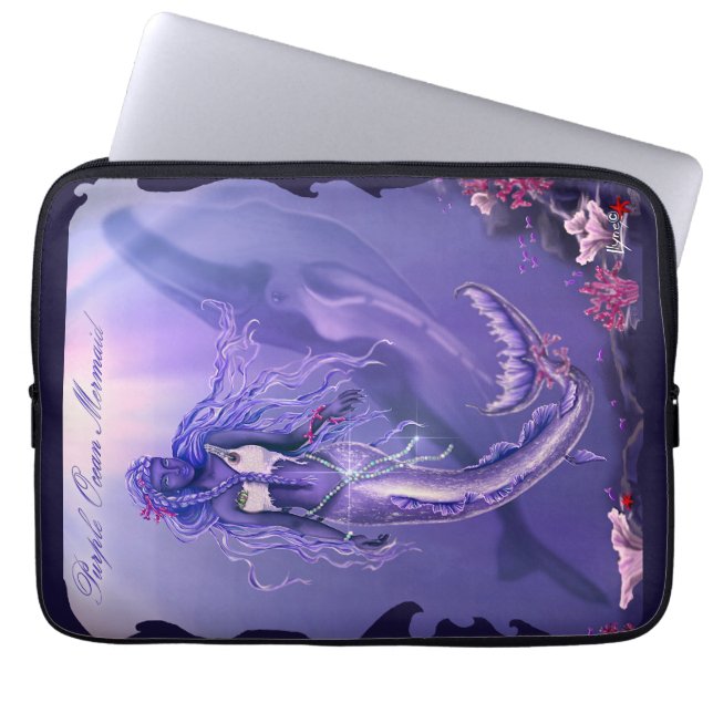 Lila Ocean Sjöjungfru Mouse Pad Laptop Fodral (Framsidan)