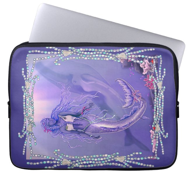 Lila Ocean Sjöjungfru Mouse Pad Laptop sleeve (Framsidan)