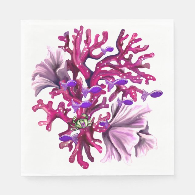 Lila Ocean Sjöjungfru Napkins Pappersservett (Framsidan)