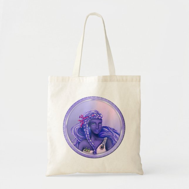 Lila Ocean Sjöjungfru Tote Bag Tygkasse (Framsidan)