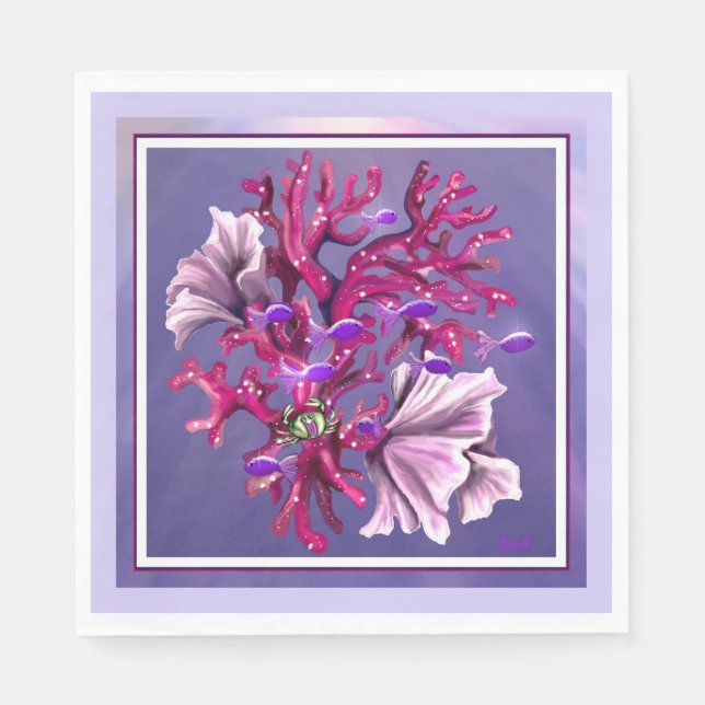 Lila Oceanens Sjöjungfru Pappersservett (Framsidan)