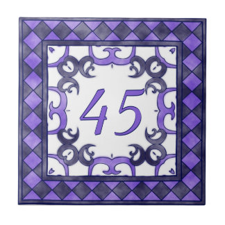 Lila och Anthracite Big House Number Kakelplatta