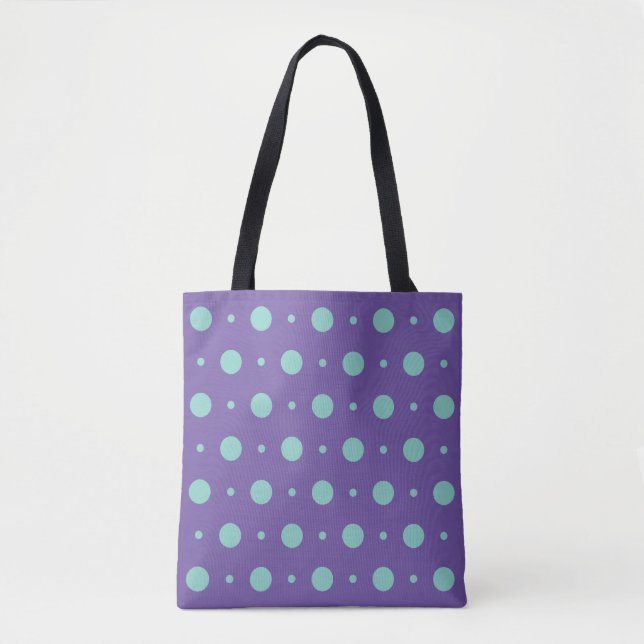 Lila och Aqua Polka Dot Tote Bag Tygkasse (Framsida)