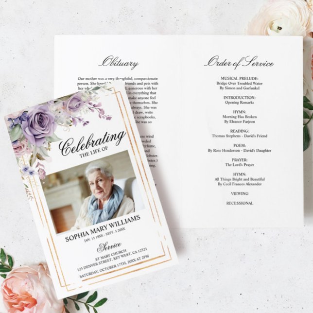 Lila och  begravningsprogram | Serviceorder (Skapare uppladdad)