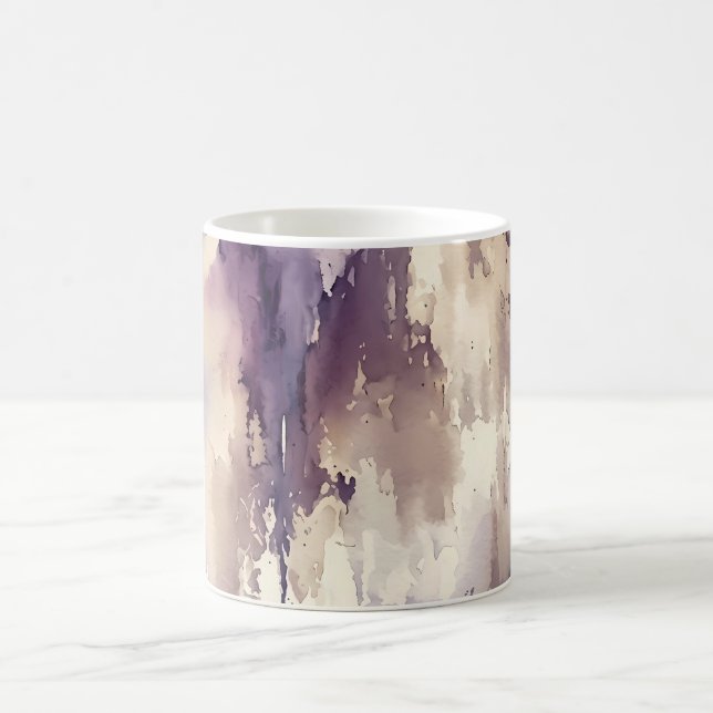 Lila och beige abstrakt akvarell kaffemugg (Center)