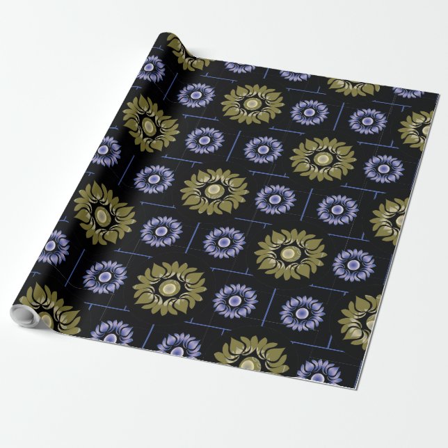 Lila och Beige Lotus Wrapping Papper Presentpapper (Utrullad)
