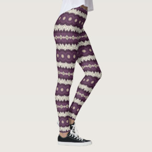 Lila och Beige Mandala Kaleidoscope Medallion Leggings