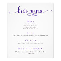 Lila och Benvita Bröllop Pub-meny Poster
