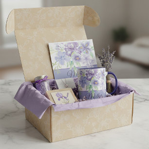 Lila och blå akvarell iris anpassningsbar  mugg
