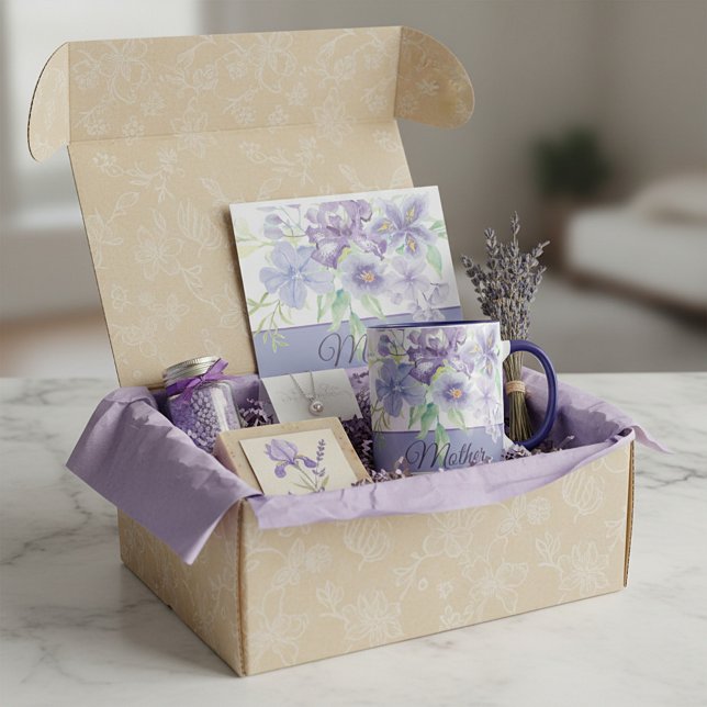 Lila och blå akvarell iris anpassningsbar  mugg (Skapare uppladdad)