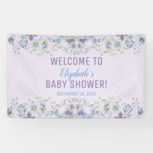 Lila och Blå Blommigt Pojke Shower