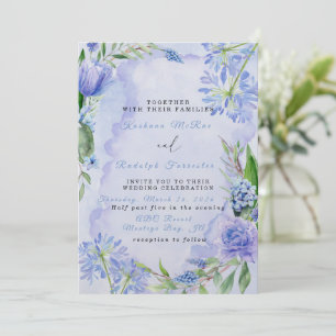 Lila och blå Blommigt Spara datumkortet i ett form Datumet