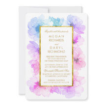 Lila och blå Blommigten Guld Ram Bröllop