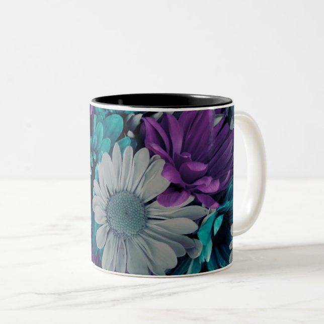 Lila och Blå Blommor Två-Tonad Mugg (Framsida höger)