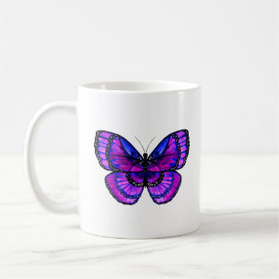 Lila och blå fjäril kaffemugg