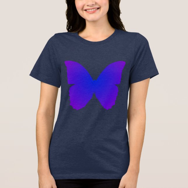 Lila och blå fjäril t shirt (Framsida)
