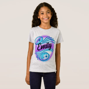 Lila och blå flickor för det anpassade namnet t shirt